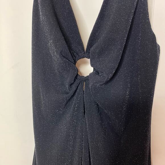 Wild Fable Womens Black Halter Dress Size Medium Shimmer Mini - Picture 5 of 11